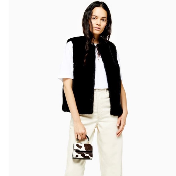 Topshop Jackets & Blazers - Top Shop Faux Black Fur Vest